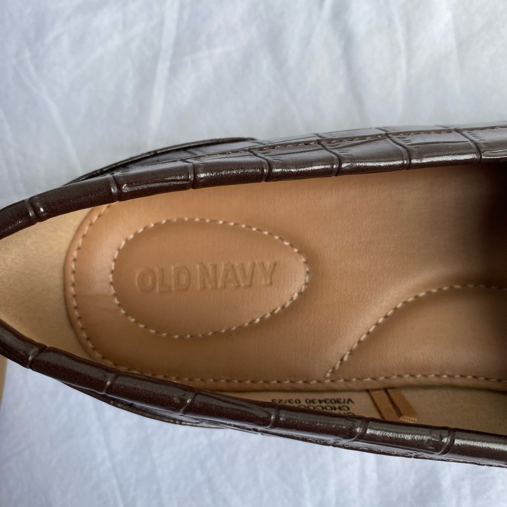 Chocolate Brown Croc Embossed Slip On Flat Classic City Loafers Size 7 Old Money - Picture 5 of 13